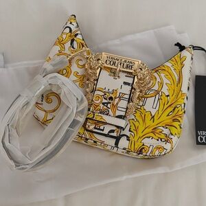 Versace Jeans Collection Yellow Baroque Print Shoulder Bag